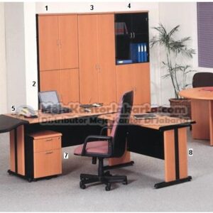 Meja Kantor UNO Warna Cherry - 4
