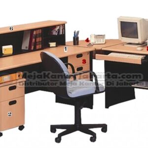 Meja Kantor UNO Classic Series warna Beech - 2