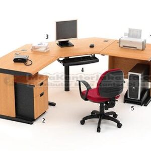 Set Meja Kantor Cherry HighPoint Workstation 2